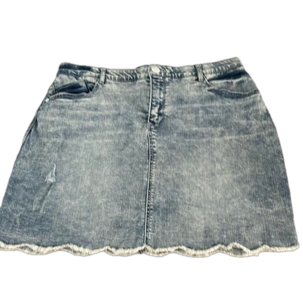 Democracy Ab solution distressed faded jean skirt, size 14